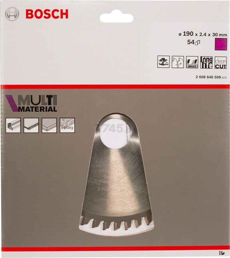Диск пильный 190х30 мм 54 зуба BOSCH Standard for Multi Material (2608640509) - Фото 2